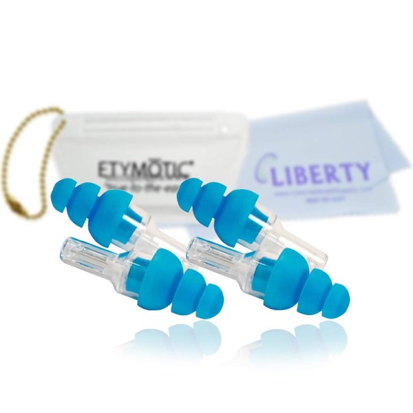 Etymotic Research ER20 Ear Plugs (2 Pair, Standard Fit) - High Fidelity Noise Reduction - Includes Carrying Case and Liberty Cleaning Cloth