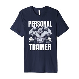 Funny PERSONAL TRAINER Gym Bro Rhino Instructor Team Protein Premium T-Shirt