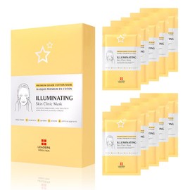 Leaders Insolution | Illuminating Skin Clinic Mask | Omega-3 & Purslane Extract for Radiant Glow | Niacinamide Brightening Treatment | Even Skin Tone | 100% Natural Cotton (10 Sheets)