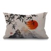 BGBDEIA Bamboo Cushion Cover Japanese Bamboo Trees Sun and Mountains