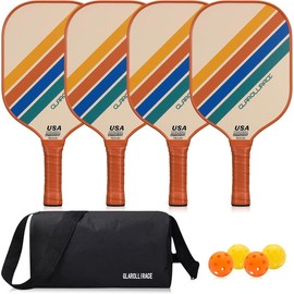 Glarollirace PRO Pickleball Paddles Set of 4 Fiberglass Pickleball Rackets,4 Ball,Carrying Bag | USAPA Approved