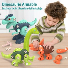 Dskria Juguete de Dinosaurio para Niños, Juguetes de Desmontaje de Dinosaurios con Taladro, Set de Dinosaurios Armables Juego de Construcción Didácticos Regalos Cumpleaños para Niño Niñas 4 5 6 7 años