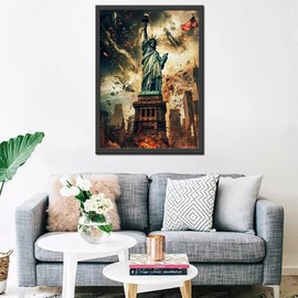 American Statue of Liberty Jigsaw Puzzles for Adults 1000 Pieces, Blast War United States Flag Art Jigsaw Puzzle DIY Craft Puzzles for Home Decoration Gifts, Family Puzzle Perfect for Game Nights