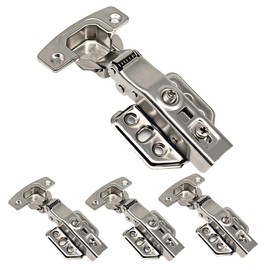 JinBoCheng 4 Pcs Clip on Soft Close Hinges 100 Degree Self Close for Frameless Cabinet with Mounting Plates Full Overlay Premium Included Screws 2 Pair Kitchen Cabinet Furniture Hardware