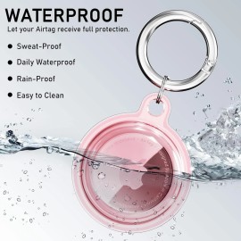 DDJ 4 Pack Silicone Airtag Holder Keychain Cover Purple Blue Green Pink Case