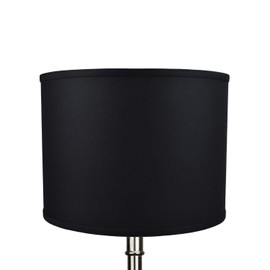 FenchelShades.com 16" Top Diameter x 16" Bottom Diameter 12" Height Cylinder Drum Lampshade USA Made (Linen Black)