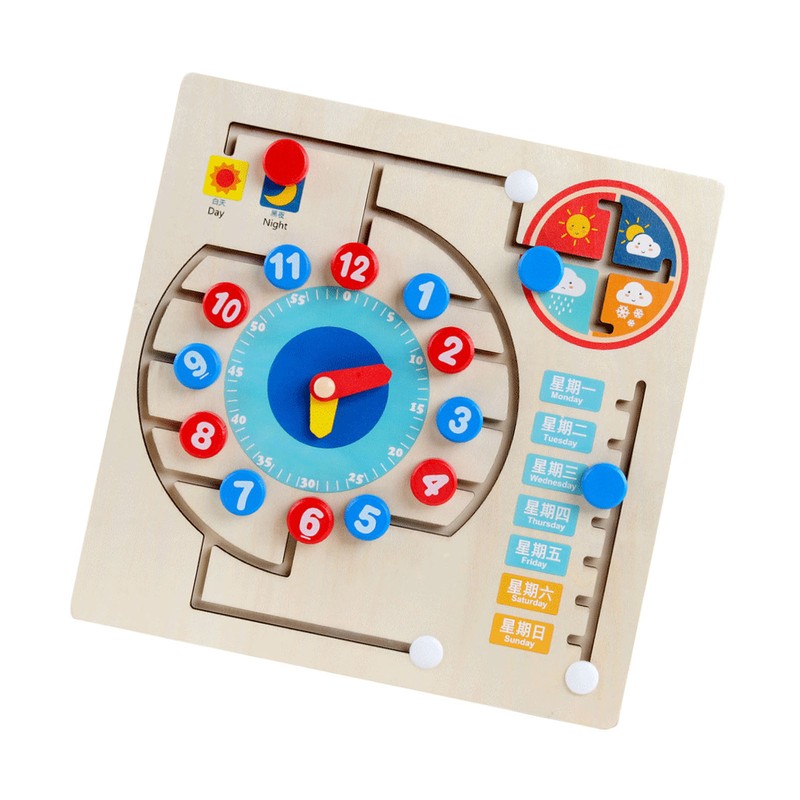 Teaching Clock Wooden Digital Matching Time Clock Educational Toys Early