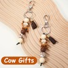 Yuanchu Cute Cow Keychains, Cattle Silicone Beaded Tassel Keyring Keychains