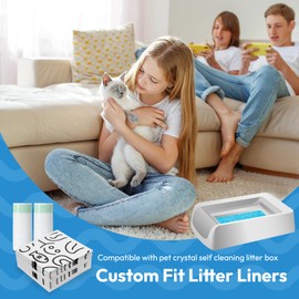 AMOGOGOPET 20 Pack Cat Litter Bags, Compatible with PetSafe Crystal Litter Box Tray Refill, with Anti-scratch Cardboard, Heavy Duty, Leak-proof Thick Drawstring Litter Box Liners, 37" x 17"