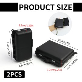 Pack of 2 Waterproof Fishing Boxes, Black, Waterproof Fishing Tackle Box, Small Waterproof Storage Box for Fishing Accessories, Small Hook Bait Storage Box, Fishing Tackle Box