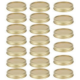 Stainless Steel SplitType Mini Glass Jar Lids Container Sealing Cover for Spice Honey Storage(20Pcs 70mm Gold Circular Ring+Cover Plate )