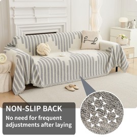 HAOMAIJIA Boho Sofa Covers Couch Covers for 3 Cushion Couch Sofa Pet Friendly Soft Thick Couch Cover for Dogs Washable Sectional Couch Covers L Shape Furniture Protector (Grey, 91"x118")