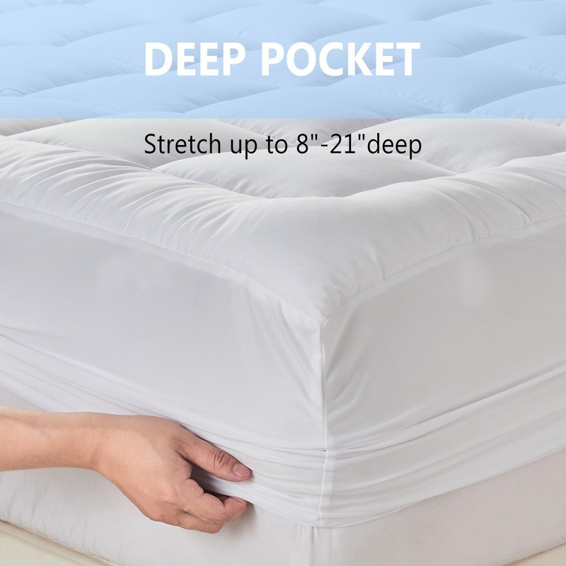bedsmile Mattress Pad Queen Size Topper, Breathable Pillow Top with
