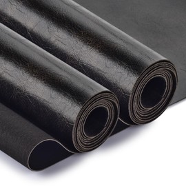 PU Fabric Leather 1 Yards 54" x 36", 0.9mm Thick Faux Synthetic Leather Material Sheets for Upholstery Crafts, DIY Sewings, Sofa, Handbag (Black Grey_Two-Tone Pattern, Cut by The Yard)