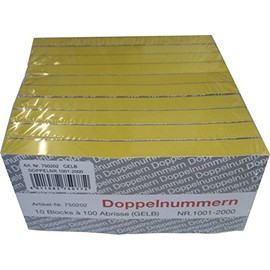 Double Number Block 1000 Tears No. 1001-2000 Yellow