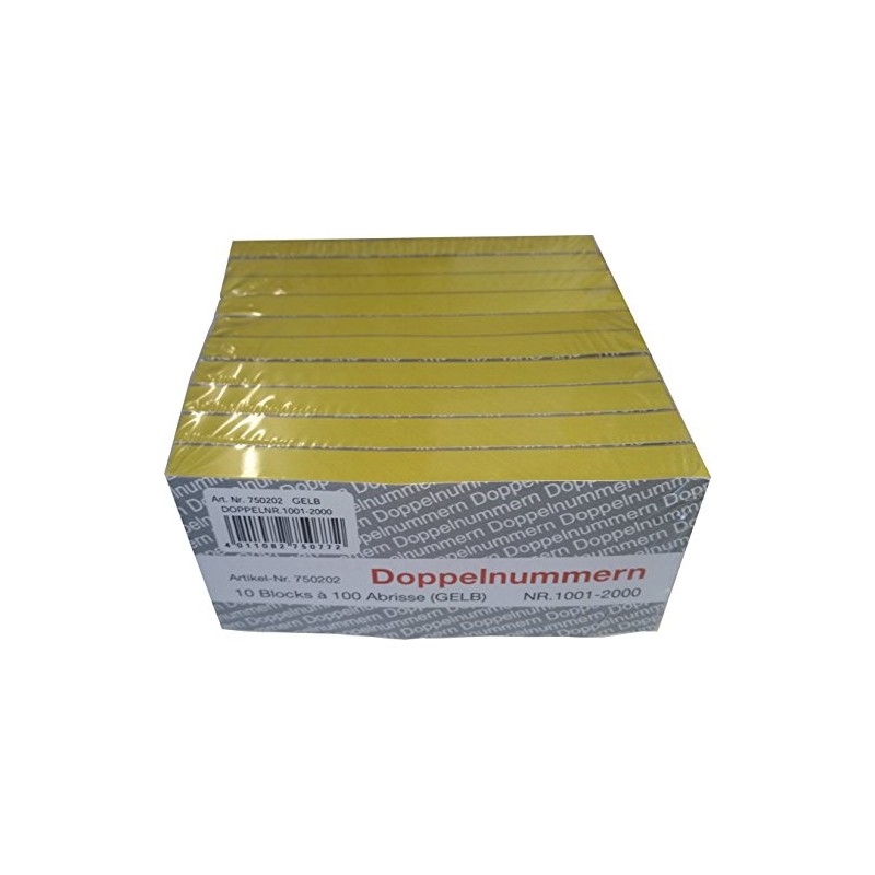 Double Number Block 1000 Tears No. 1001-2000 Yellow
