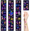 Neon Temporary Tattoo,10 Sheet Glow in the Dark UV Neon