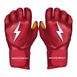 BRUCE BOLT Original Series Long Cuff Red Batting Glove - Red Youth Large