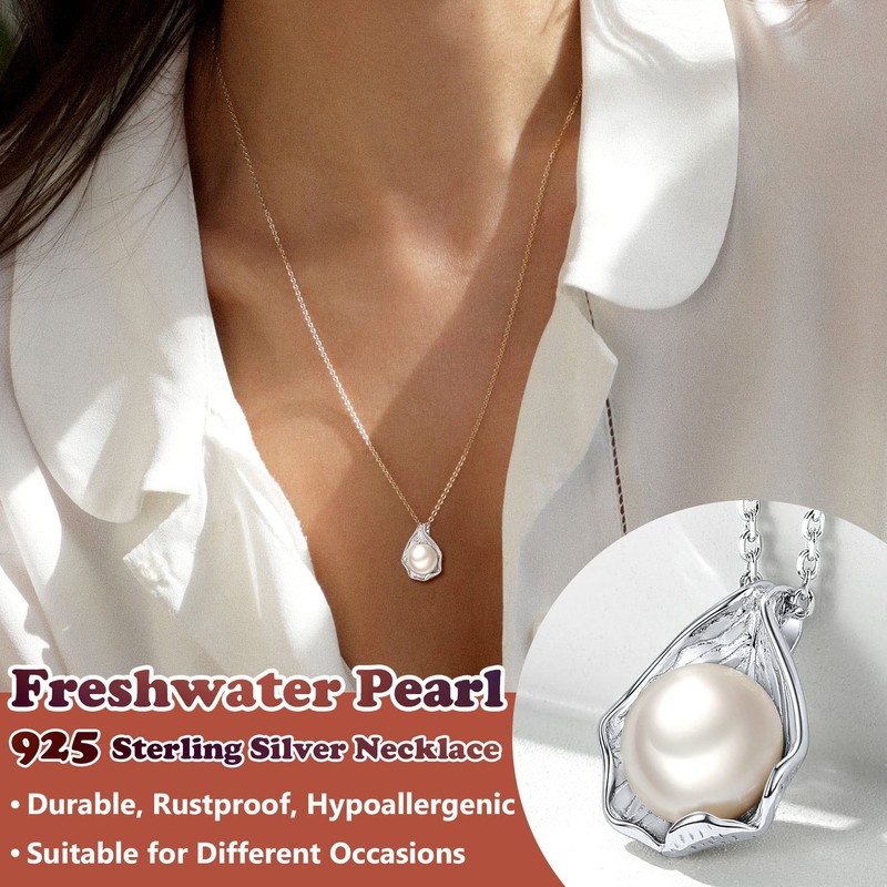 Silvora Sterling Silver Necklace for Young Ladies 10mm Cultured Pearl