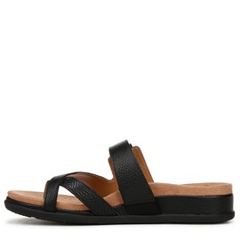 VIONIC Women's Carmela Thongs Flip-Flop, Black Leather, 7 Wide