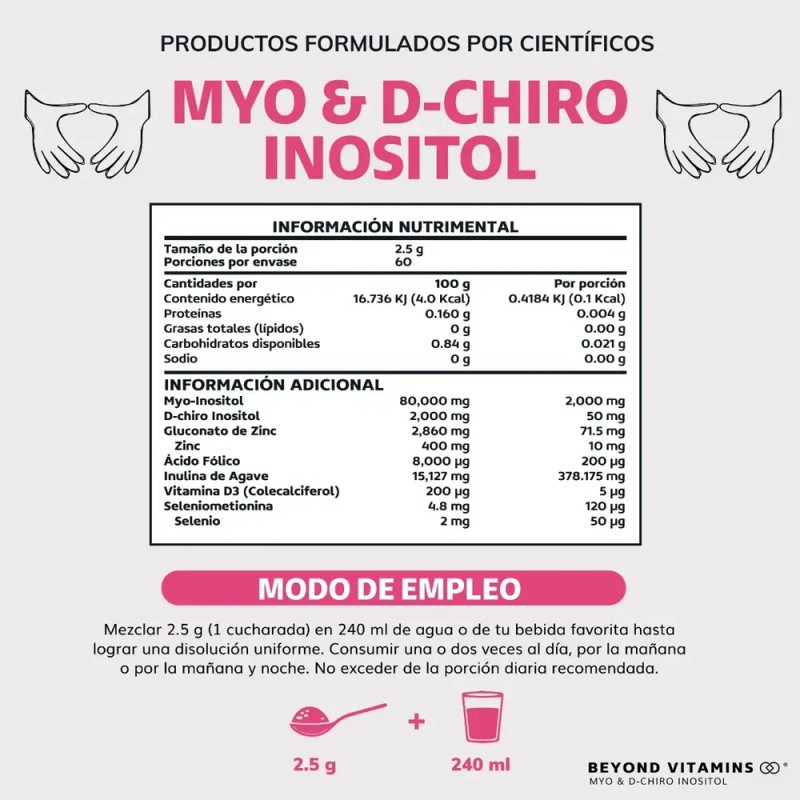 Myo Y D-chiro Inositol Puro - 100% Vegano - En