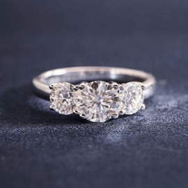 Mejewri Moissanite Engagement Rings for Women Wedding Promise Three Stone 925 Sterling Silver Rings 2ct Q1/2 Rings