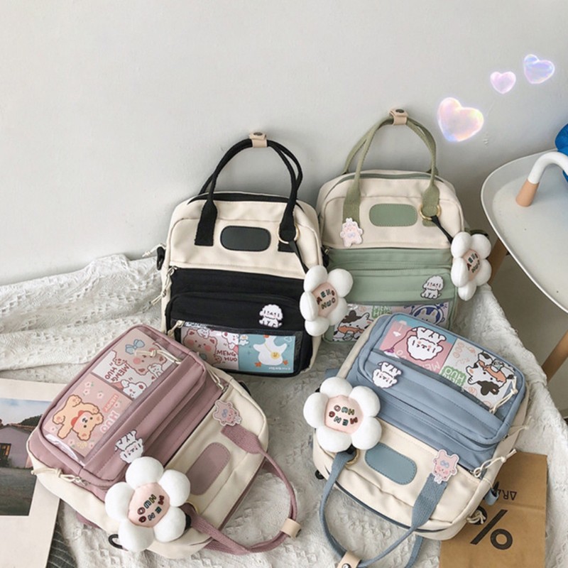 Cute Backpack with Accessories Dual Purpose Backpack Shoulder Bag Large