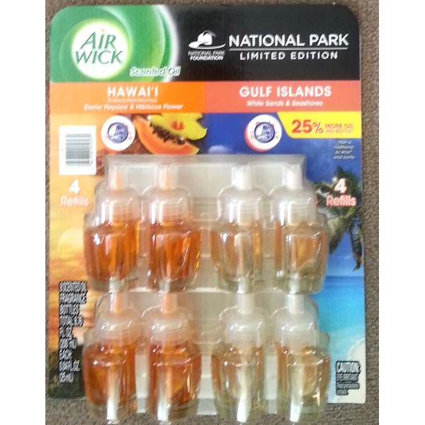 plug in Scented Oil National Park Limited Edition Collection, Air Freshener, Hawaii & Gulf Islands (8 Refills)