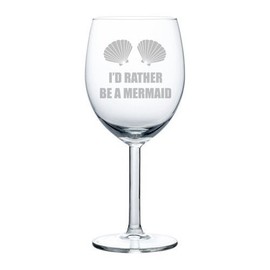 Wine Glass Goblet Sea Shells I'd Rather Be A Mermaid (10 oz)