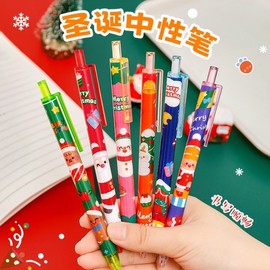 Christmas Character Donut Ballpoint Pens (Santa, Rudolph, Tree, Snowman) - Novelty Stationery & Promotional Gift (lf1955) Free Size/0.5mm - Classic Christmas 300ea