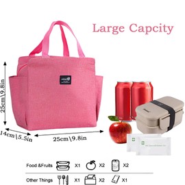 Senshuomy Insulated Lunch Bag Tote Bag,Cool Bag Lunch Box for Work & School,Lunch Cool Bag Water,Resistant Thermal Leak,Proof Lunch Organizer for Work,School,Picnic(Red)