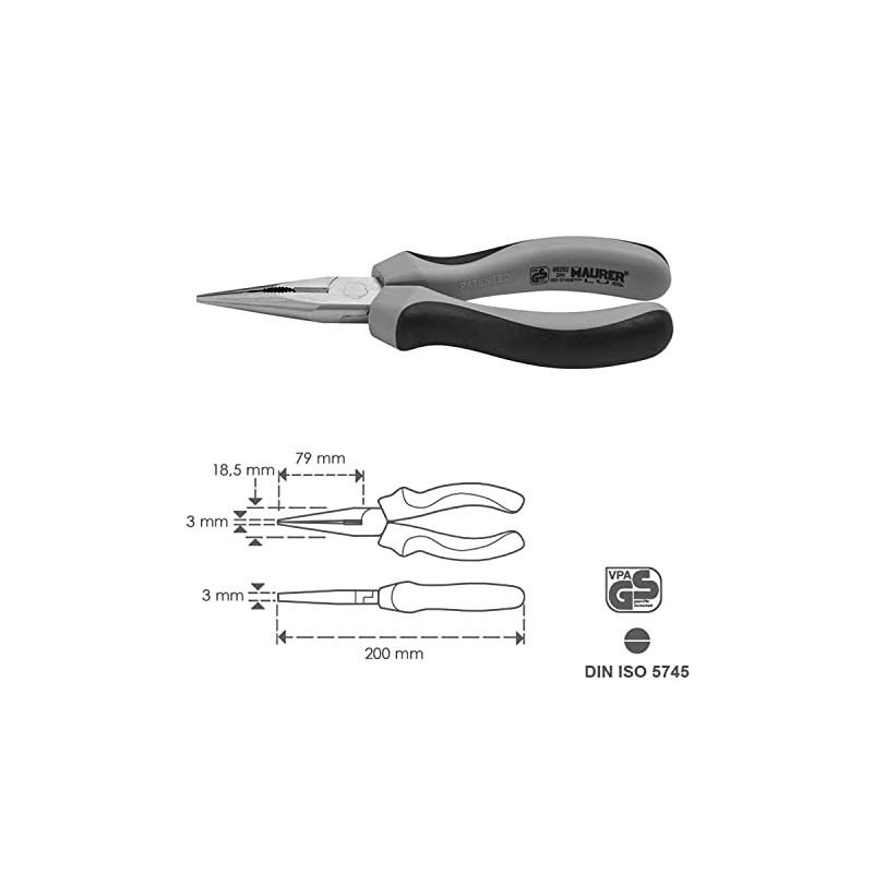 Maurer 2326020 Spout Pliers Straight, More Than 200 mm.