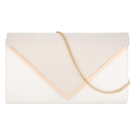 MEGAUK Women's Clutch Velvet Evening Bag Elegant Handbag Envelope Bag Clutch Bag with Chain for Wedding Prom Party, 07065 White