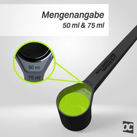 Messlöffel mit genialer 2-Stufen Skala für 50ml + 75ml Messung für Küche und kochen, Kaffee, Creatine, Protein Pulver Scoop