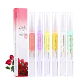 SULLMAR 6Pcs Nail Cuticle Oils Nail Nutrition Oil Pen Nail Nourishment Pens 6 Smell Cuticle Revitalizer for Agnail Nourish Skin Nail Care (6pcs)