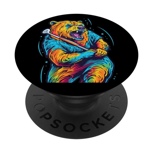 Golfer Grizzly Bear Golf Club Golfing Golf Player Pop Art