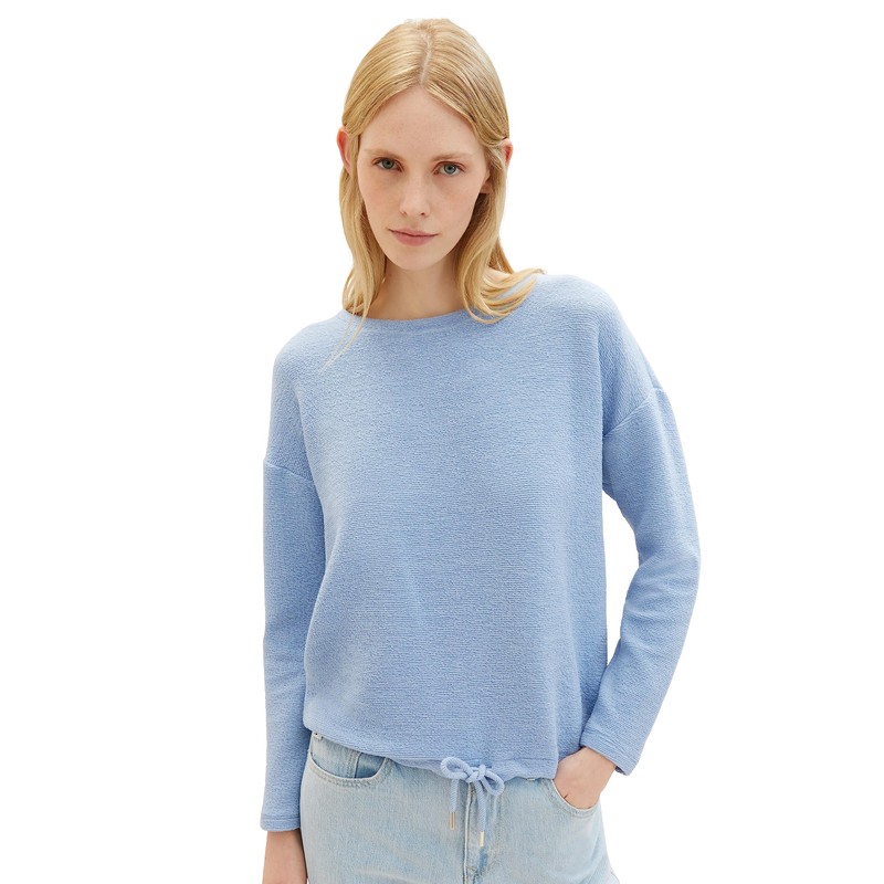 TOM TAILOR Women's Sweatshirt with Structure and Drawstring, 26320-stonington blue