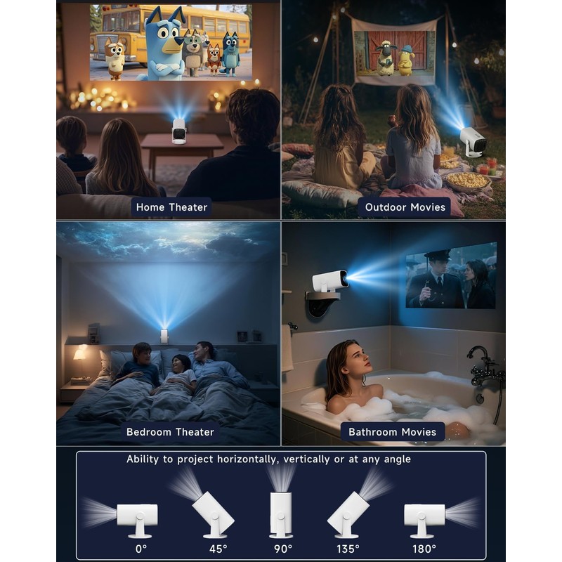 4K Mini Projector with WiFi 6 and Bluetooth 5.2 -