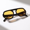 Retro Square Flat Top Aviator Sunglasses for Women Men (Black