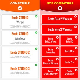 WC Wicked Cushions Replacement Ear Pads for Beats Studio 2 & 3 (B0501, B0500) Wired & Wireless | Does NOT Fit Beats Solo | Softer PU Leather, Enhanced Foam & Stronger Adhesive | Burgundy