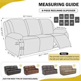 vctops 8 Pieces Geometric Jacquard Plush Recliner Sofa Covers Soft Fuzzy Fluffy 3 Seats Couch Cover Anti-Slip Sofa Slipcover Furniture Protector with Elastic Bottom for Kids Pet(Yellow,3 Seat)