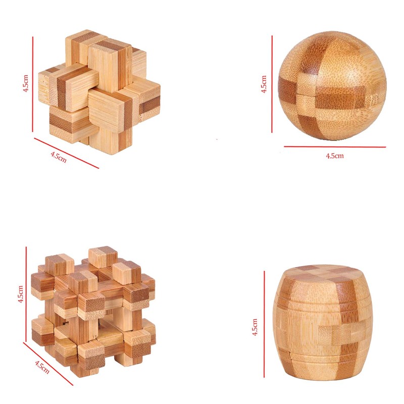 Brain Teaser Puzzle 20Pcs Unlock Interlock Game IQ Test Wooden