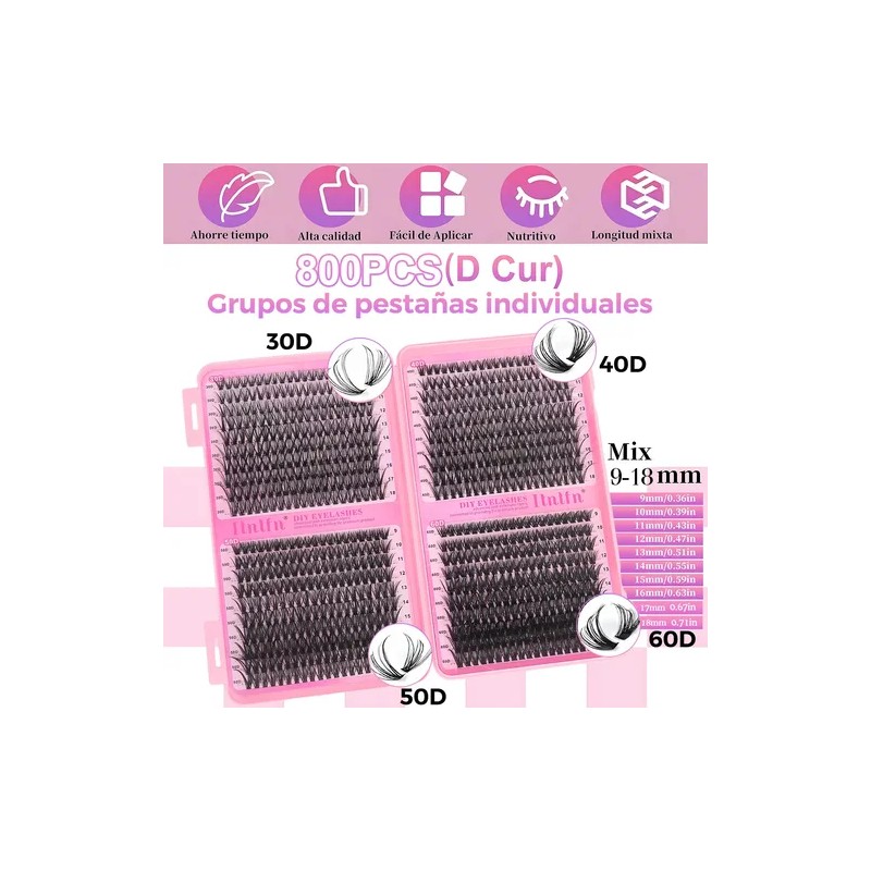 804 Kit Extension De Pestañas Maquillaje Completo Diy 9-18mm