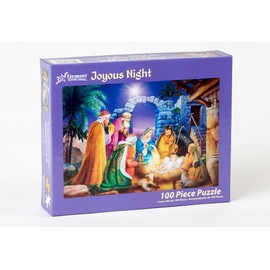 Vermont Christmas Company Joyous Night Jigsaw Puzzle 100 Piece, Large Pieces Perfect for Kids and Seniors