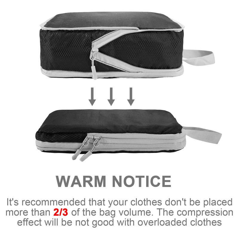 BIKHYY 4 Sets Black Compression Packing Cubes Travel Ultralight Luggage