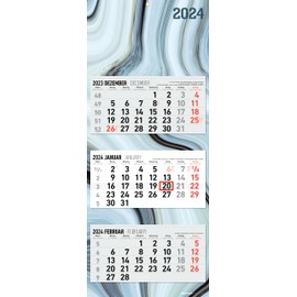3-Month Calendar Design 2024 - Office Calendar 33 x 20 cm (Closed), 33 x 80 cm (Open) - Foldable - with Date Slider - Alpha Edition