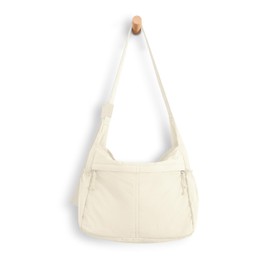 ODODOS 20L Crossbody Tote Bag Large Capacity Lightweight Hobo Shoulder Sling Bags for Gym Shopping Beach Travel, Ivory
