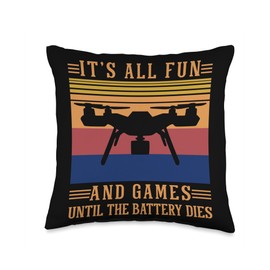 Camera Drones Battery Retro Vintage Design Throw Pillow