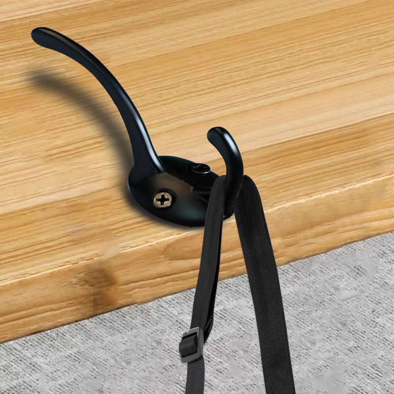Gallipower 12 Pack Black Coat Hanger Hooks Wall Mounted,Dual Prong