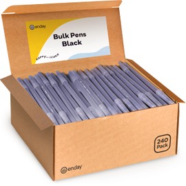 Enday Black Pens Ballpoint, Long Lasting Black Ink Pens Bulk 240 Pack, Smooth and Consistent Writing Pens, Medium Point (1.0mm) Ball Point Pens Black, Flexible Round Barrel for Writing Comfort